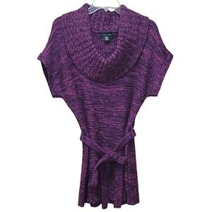 Sweater Project Women's Cowl Neck Cable Knit Tunic Sweater Tie Preppy Y2K 90s XL